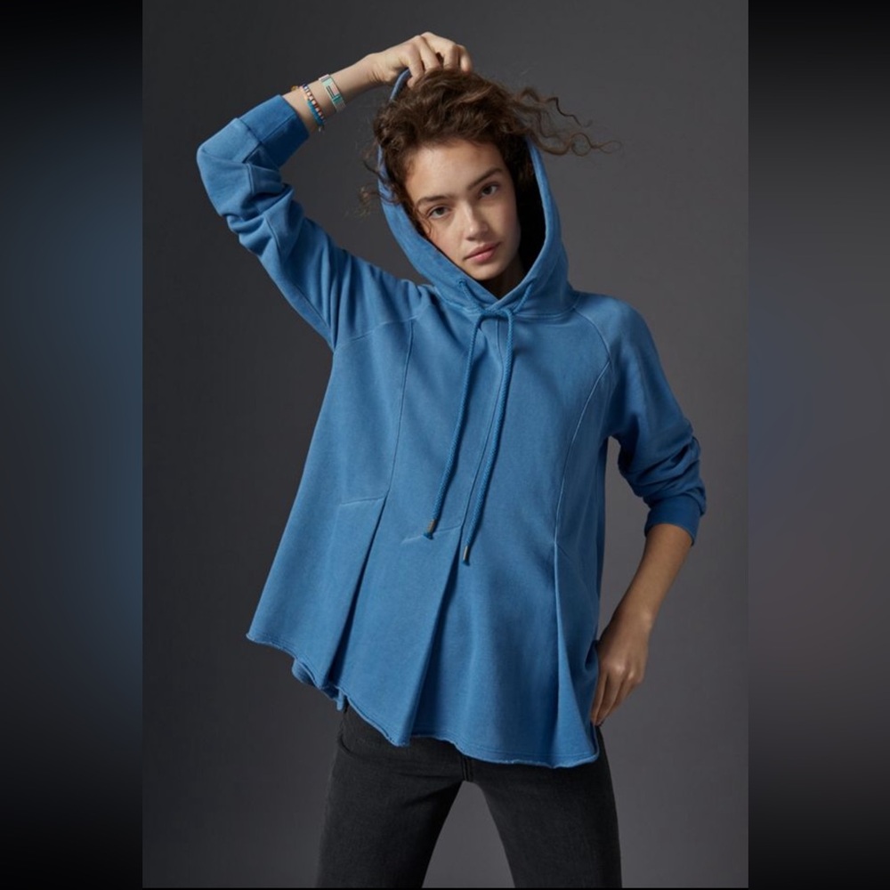 Pilcro by Anthropologie Pleated Peplum Hoodie — Size S — Washed Blue